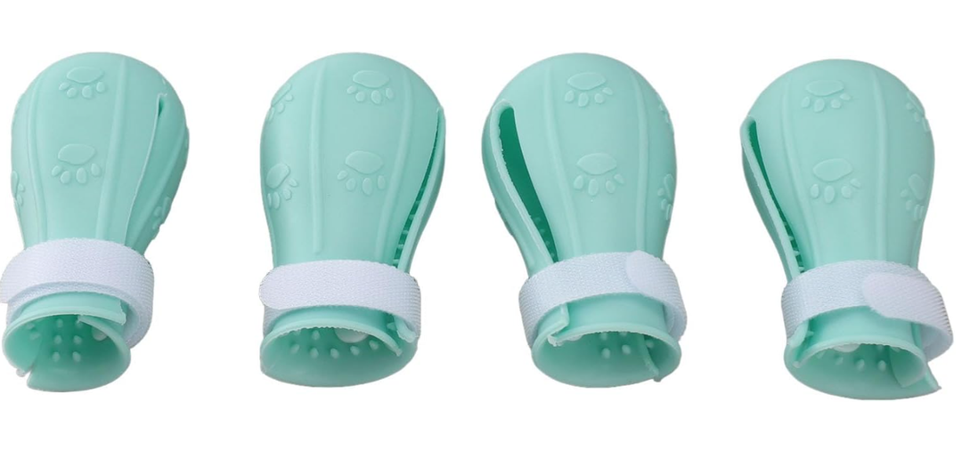 Cat Shoes, Soft Cat Footwear, 4 Pieces for Bathroom Pet Shops, Teal