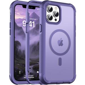 Magnetic for iPhone 12 Pro Max Case, [Compatible with MagSafe][Military Grade Drop Protection][Heavy Duty Protection][Non-Slip][Shockproof] 2-Layer Durable Bumper Phone Case 6.7''-Dark Purple