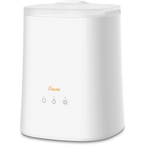 Crane Top Fill Ultrasonic Cool Mist Humidifier for Bedroom and Large Rooms, 1.2 Gallon Essential Oil Diffuser with Nightlight and Auto Shut-Off