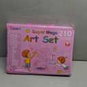Timart Art Supplies, 210-Piece Drawing Art Kit, Gifts Kids Art Set with Double-Sided Easel, Non-Toxic Art Supplies for Girls & Boys, Drawing Set with Watercolor, Crayons for Young Artists-Pink