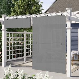 E&K Sunrise 4'W x 6'H Outdoor Roller Shades Patio Cordless Roll Up Blinds Foldable Sun Shade UV Block Exterior Sun Screen for Outside Porch Backyard Deck Pergola (Gray)