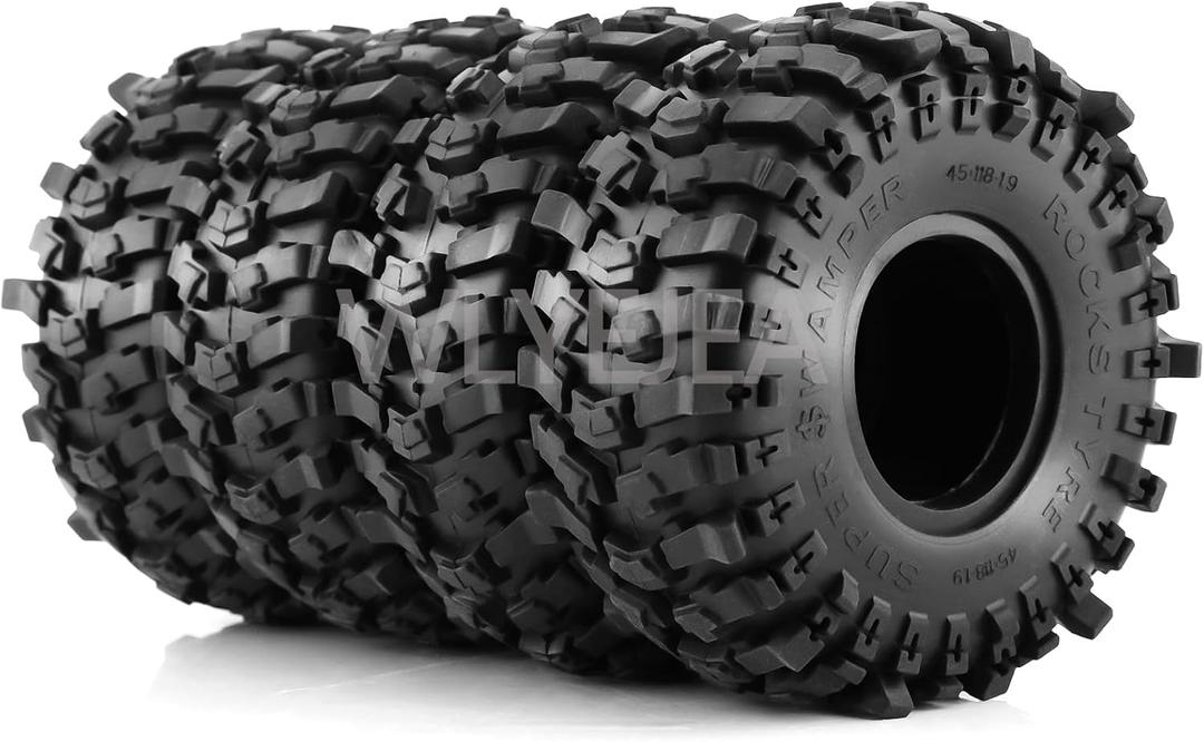 4PCS 1.9" RC Mud Terrain Tires Super Grip RC Crawler Tyre 118mm with Foam Insert Fit for 1/10 RC Crawler Car TRX4 Axial SCX10 SCX10 II RC4WD D90 D110 TF2 Tamiya CC01