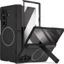 Maxdara for Z Fold 7 Magnetic Case, [Compatible with Magsafe] [Built-in Hidden Kickstand] [Hinge Protection] [Tempered Glass Screen Protector] Magnet Cover for Samsung Galaxy Z Fold 7 - Black