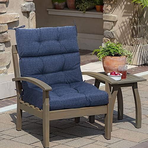 MAGPIE FABRICS Indoor/Outdoor Tufted High Back Chair Cushion Set of 2, Waterproof Deep Seating Rocking Chair Outdoor Chaise Lounge Sun Lounger Chair Cushions(Blue Navy)