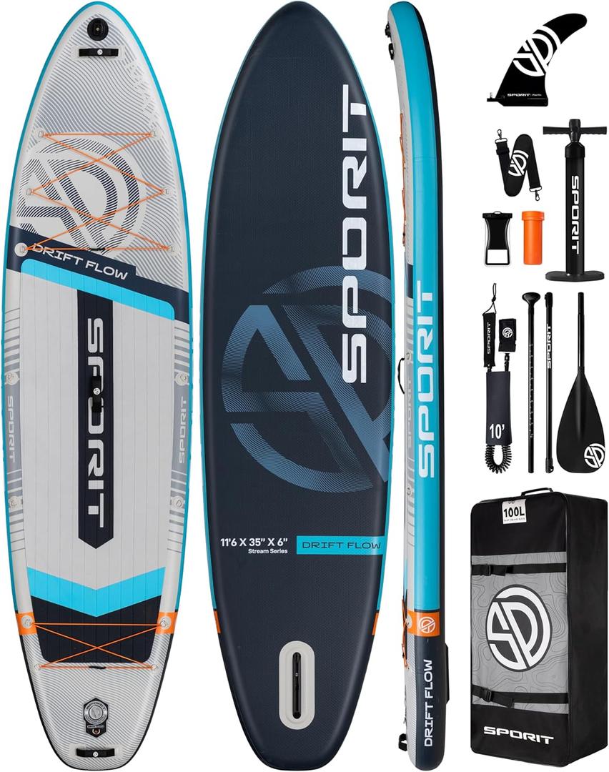 11'6" x 35" Extra Wide Inflatable Paddle Board for Adults, 450 lb Capacity Wide Stable Stand Up Paddle Board, 23 Person SUP, Heavy Duty 22 PSI, US Fin, Kayak D Rings, Large Stable Paddleboard
