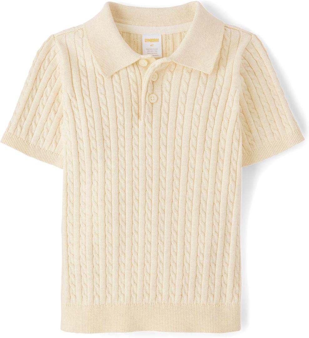 Gymboree,Boys,and Toddler Short Sleeve Knit Sweater Polo Shirt,H/T Vanilla,2T