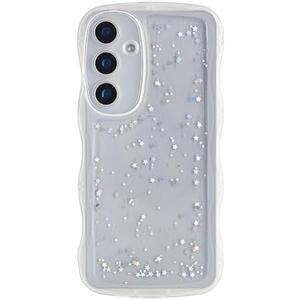 GUNPRIO Glitter Case for Galaxy A35 5G, Cute Wave Frame Curly Shape Sparkly Shiny Cover, Samsung Galaxy A35 Bling Cover Stylish Durable Protective Case for Girls Women, Clear, Pack 2