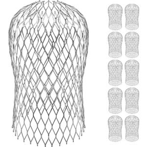 10 Pack Gutter Downspout Guards 3.5 Inch Adjustable Aluminium Filter Strainer, Expandable Gutter Strainer for Preventing Blockage Leaves Debris Drain Net Cover Gardening Tools