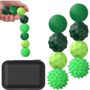 BUSOHA Silicone Fidget Balls - 8 Pack Silicone Stress Relief Balls Stone for Adults Sensory Travel Toys for Calming,Stress,Autism and ADHD,Gifts for Teens Adults,Green (1.2 Inch)