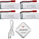 MOONZON 3PCS 3.7 600mAh Lithium Battery Suitable for UDI U817 U818A WLtoys V959 V222 V929 Syma S032 Four-axis Aircraft Helicopter RC Drone Spare Batteries