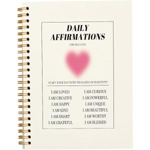 JWVK Daily Affirmations Preppy Pink Aura Heart Notebook,Trendy Positive Affirmations Inspirational Notebook Journal for Teen Girl Work Office School Student Teacher,Hardcover Spiral Notebook 5.5x8.3 and YUNISS Christmas Gifts 18 Colors Acrylic Paint