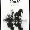 20x30 Metal Poster Frame - 20 x 30 Aluminum Picture Frame with Mat for 18x24 Photo, Tempered Glass Cover, Black Wall Hanging Photo Frame for Home Dcor