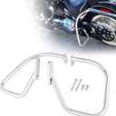 WSays Rear Engine Guard Highway Saddlebag Crash Bar Compatible with Harley Softail Deluxe FLSTN 2005-2017 (Chrome)
