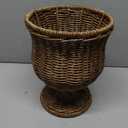 Handwoven Boho Wicker Planter Basket, Woven Decorative Storage Basket and Planter for Porch Patio Backyard Home Garden (Brown)