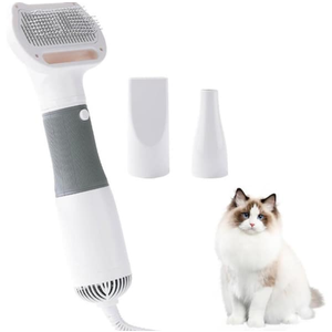 RAIWAV 3-in-1 Dog Hair Dryer with Slicker Brush for Small & Medium-Sized Dogs & Cats, Portable, Rechargeable, White