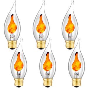 Flickering Flame Light Bulb, E26 Base Decorative Bulb for Halloween & Christmas, 3 Lighting Modes (Flicker/Breathing/Steady), Indoor/Outdoor Accent Lighting, Not Dimmable