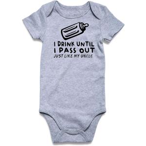 UNIFACO Unisex Baby Funny Saying Outfit Short and Long Sleeve Bodysuits Romper 0-18M (Gray)