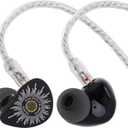 Linsoul Kiwi Ears x B_Media: Chorus in Ear Monitor,DLC Diaphragm Dynamic Driver Wired Earbuds CNC Metal Faceplate IEM,with Dual Silver-Plated Cable,Earphones for Audiophile (1, Black, 3.5mm No Mic)