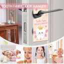 Wooden Tooth Fairy Door Hanger Sign with Keepsake Bottle Coins Pouch, Tooth Fairy Tooth Holder Encouraging Gift for Lost Teeth Boy Girl(Pink)