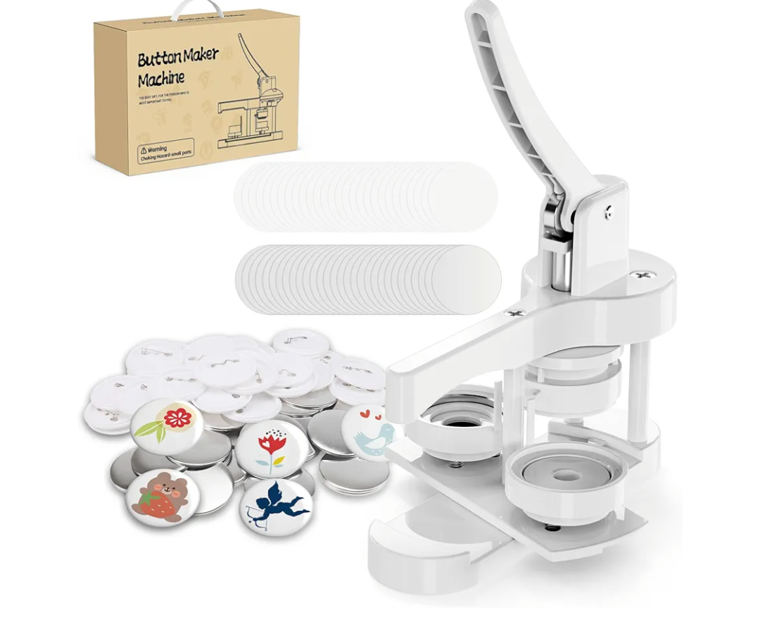 2026-Button Maker Machine 58mm, Professional Badge Making Kit with 50 Parts, No Installation DIY Badge Maker, Pin Press Machine, Kids Craft Kit for Crafts, Schools