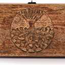 Samhita Handmade Mango Wood Tree of Life Engraving Beautifully Keepsake Box Jewellery Organiser Unique Gift Ideas for Men & Women (Flame Work Finish)