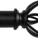 Black Curtain Rods for Windows 18 to 45 inch, 1 Inch Adjustable Curtain Rod, Heavy Duty Window Curtains Rod for Bedroom Living Room, Modern Decorative Drapery Rods Birdcage Finials