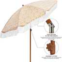 AMMSUN 7ft Patio Umbrella with Fringe Outdoor Tassel Umbrella UPF50+ Premium Steel Pole and Ribs Push Button Tilt, Retro Bohemian