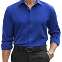 COOFANDY Mens Stretch Dress Shirts Long Sleeve Button Down Shirt Regular Fit Formal Business Shirts Small, Blue