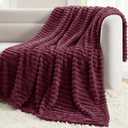 Burgundy Red Throw Blanket for Couch & Bed, 50 x 60 Inch | 300GSM Ribbed Fleece Blanket, Soft, Cozy & Lightweight, OEKO-TEX Certified, All-Season Use for Travel, Dorm & Home Decor