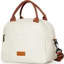 Insulated Lunch Bag For Women, Men Waterproof Cooler Bag Lunch Box For Women Portable Reusable Two-Tone,With Adjustable Straps Can Be Used For Work,White and Brown