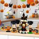 257 Pcs Halloween Party Decorations Include Disposable Paper Party Plates and Cups and Napkins Set Saucer Cupcake Stand Centerpiece Bunting Banner Halloween Tableware Birthday Decoration