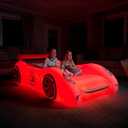 Air Candy Sleep Racer Dream Car Inflatable Kids Bed with LED Night Light Glow Red Race Car Air Mattress for Kids Sleepovers, Naps & Travel, Ages 312, Single Large