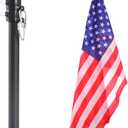 iElyiEsy 6FT Indoor Flagpole Kit with Black Ball Topper, Sectional Flag Pole with Round Base Stand, Premium Aluminum Pole Heavy Duty Flag Pole with US Flag for Schools, Office, Hall