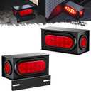 Partsam 2Pcs Steel Trailer Light Boxes Housing Kit, [DOT Approved] 6 Inch Oval Red 10 Led Trailer Tail Lights and 2 Inch Red Round 4LED Side Marker Clearance Lights w/Grommets and Wire connectors