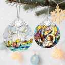 2 x Stained Glass Religious Ornament, Bethlehem Christmas Ornaments, Christmas Decorations for Tree, Holiday Ornament, Religious Gifts, Holiday Party Gifts, Gift Ideas & Xmas Gift