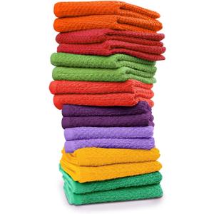 16 Pack Cotton Washcloths for Body and Face, 12x12 Inches, Multipurpose and Lightweight Wash Clothes for Face. Highly Absorbent - Travel and Bath Towel (Multi-Color)