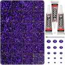 33000Pcs Purple Rhinestones for Bedazzling, Bedazzler Kit with Flatback Craft Rhinestones Bulk and B7000 Glue, 2,3,4,5,6mm Resin Flat Back Crystals for Craftings, Clothes, Shoes, Nails