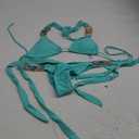 Women Sexy Crystal Rhinestone Bikini Set, Halter Triangle 2 Piece Swimsuit, High Cut Scrunch Butt Cheeky Bathing Suit (Small, Turquoise)