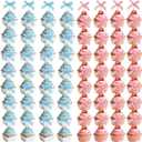 72PCS Pink & Blue Bow Cupcake Toppers – Mini Bowknot Cake Picks for Baby Shower, Birthday, Bridal, Bachelorette, Engagement & Wedding Party Decorations