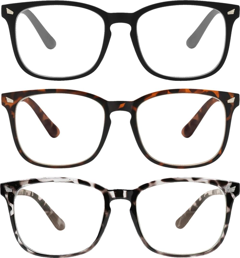 Yogo Vision Magnifying Glasses for Reading, High Magnification One Power Magnifier Readers (3 Pack: Black, Grey Leopard, Brown Havana)