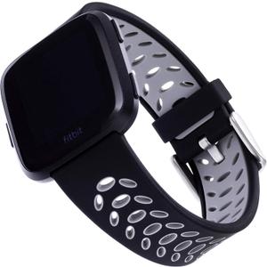 WITHit Designer Replacement Band for Fitbit Versa/Versa 2  Secure, Adjustable, Fitbit Watch Band Replacement with Magnetic Closure, Fits Most Wrists (Black/Gray Sport Silicone)