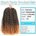 12 Inch Short Passion Twist Hair 8 Bundles Kinky Curly Marlybob Crochet Hair for Black Womens (8Bundles12 Inch, 1B/27#)
