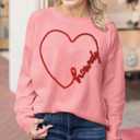 SELINK Women's Valentines Sweater Crew Neck XOXO Heart Print Casual Long Sleeve Pullover Tops Sweaters (M)