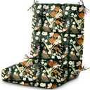 DANGHOOGY Outdoor/Indoor High Back Chair Cushion, Waterproof Outdoor Rocking Chair Cushion with Ties, Tufted Replacement Seat Cushions for Outdoor Furniture, Black Floral, Pack 2