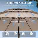 10ft Patio Umbrella, 3 Tier Outdoor Market Table Umbrellas with 8 Fiberglass Ribs and Push Button Tilt, Windproof, Vented Canopy, UV Protection for Deck, Pool, Backyard