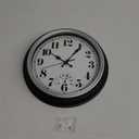 JENLYSTIME 12 Inch Indoor/Outdoor Retro Waterproof Wall Clock with Thermometer Silent Round Quartz Battery Operated Easy to Read Decorative for Kitchen Patio,Bathroom,Deck,Porch,Pool(Silver)