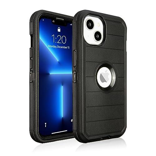Phone Case for iPhone 14 6.1 Case Defender, Heavy Duty Full-Body Protection, 3 Layers of Sturdy, Anti-Drop Silicone Phone Cover(Black)
