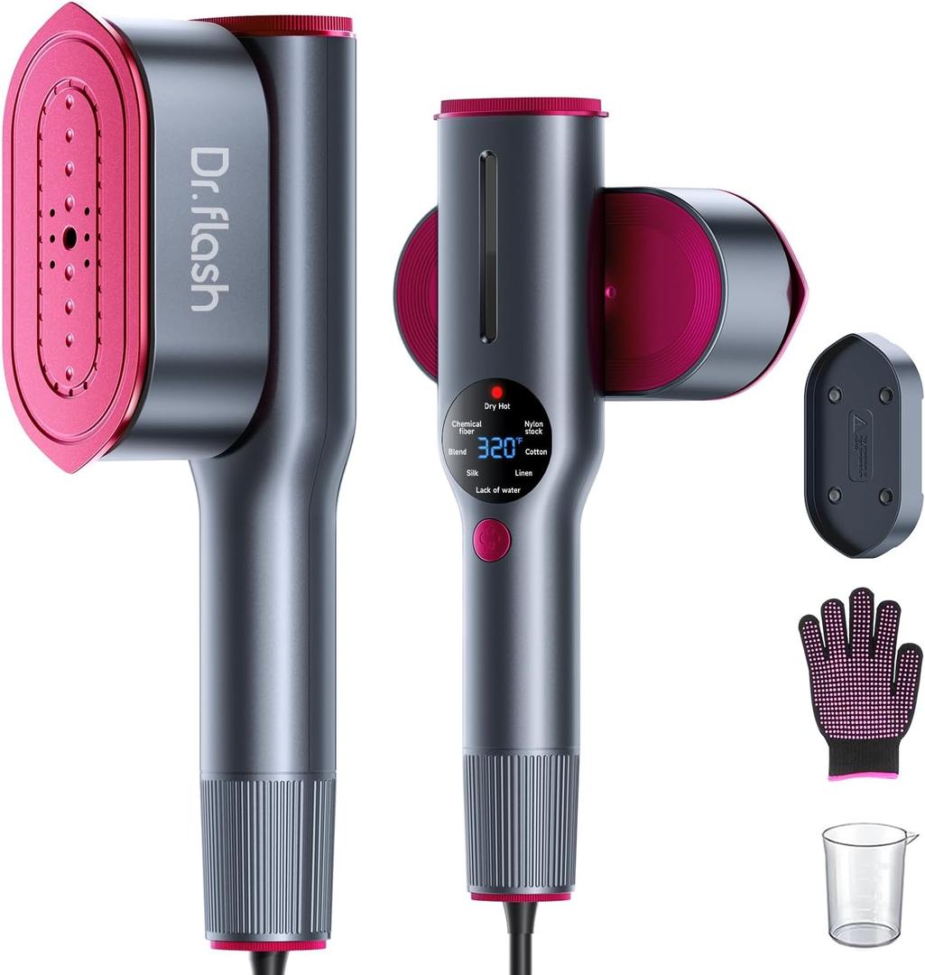 DRFLASH 2-in-1 Steamer & Iron for Clothes,15s Fast Heat-up 1200W Portable Handheld Garment Steamer,Travel Size with Large Ceramic Heat Panel,Quick Wrinkle Removal,110V-120V