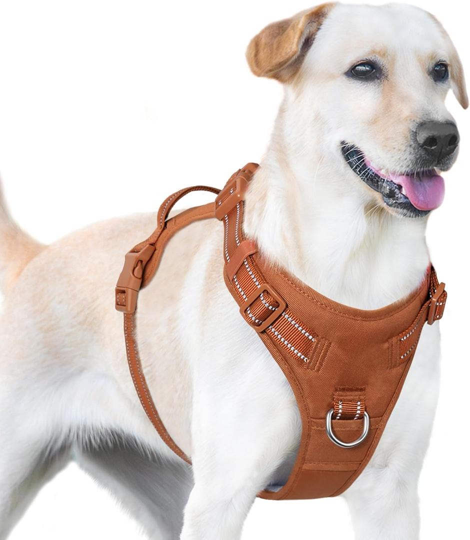 No Pull Dog Harness, Reflective Puppy Vest for Sized (Carmel Brown,L) 