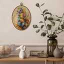 AEHIE Vintage Fall Butterfly Oval Wall Art Decor, Autumn Colorful Butterfly Floral Canvas Artwork Framed, Retro Rustic Oval Wall Art for Home Bedroom Living Room Decor, 11x8.5 Inches